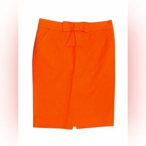 J.Crew – Double Serge Pencil Skirt – Bow Detail – Bright Orange – Size 10